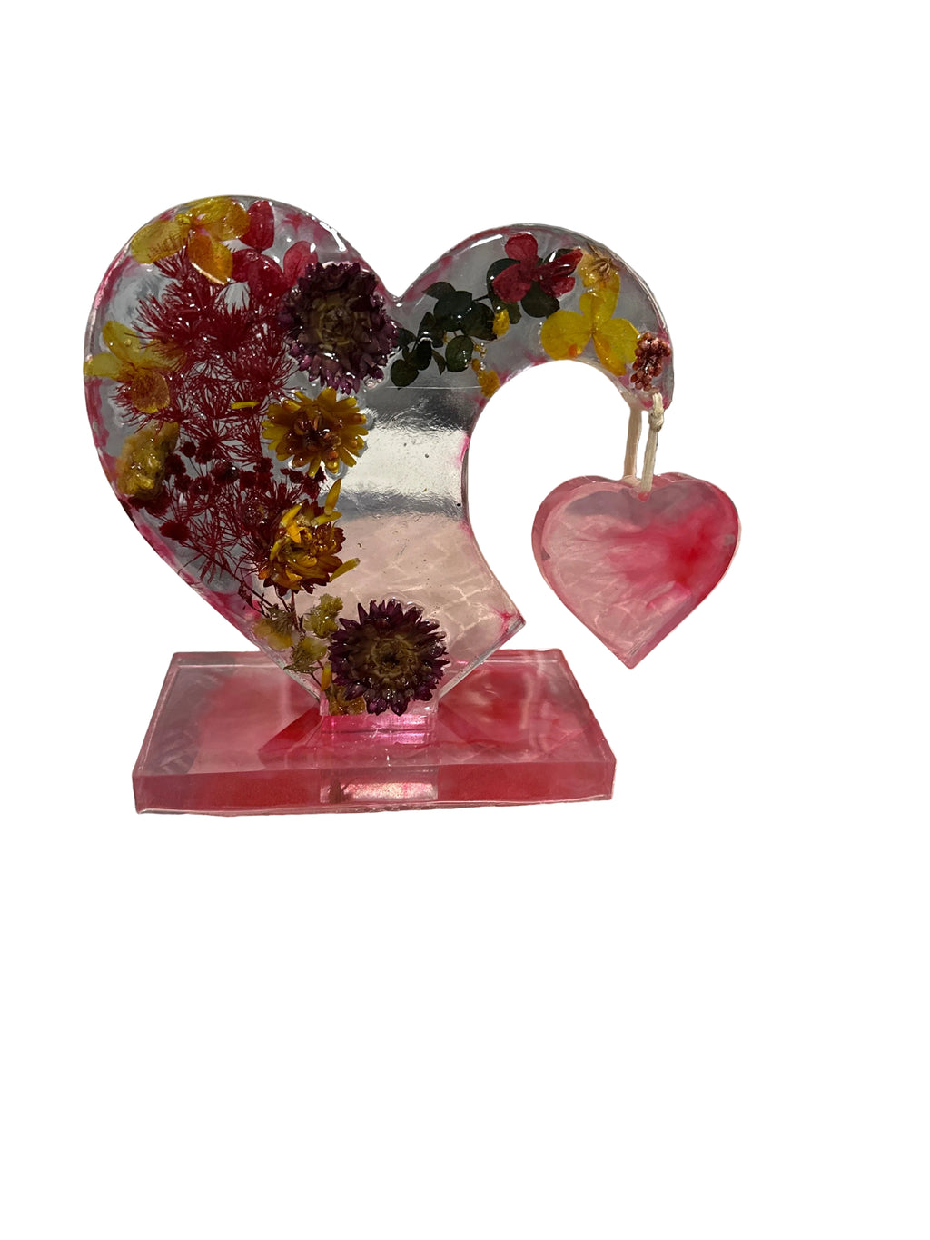 Real flower encapsulated Double Heart