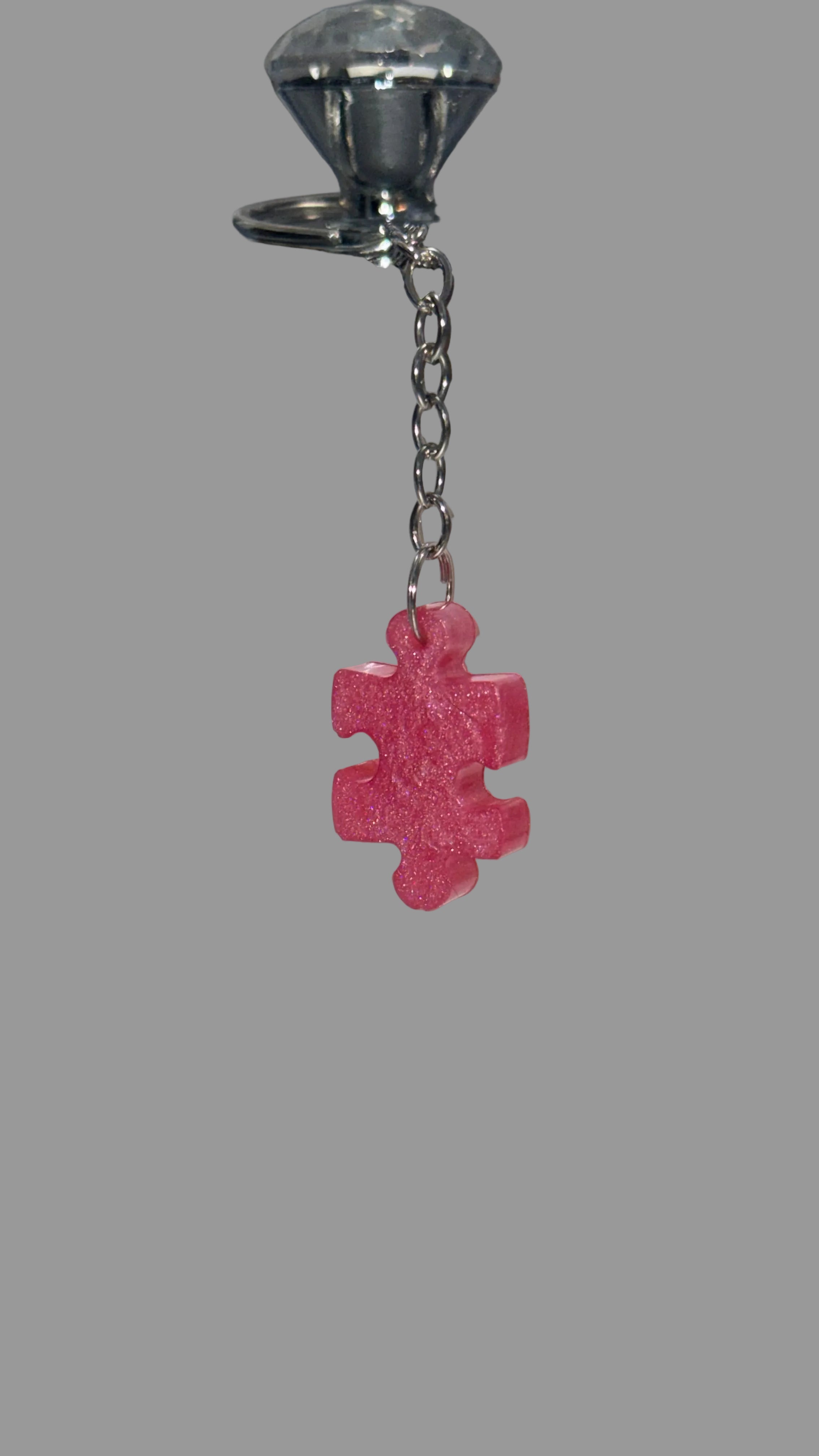 Small 1” Puzzle Pink Resin Keychain