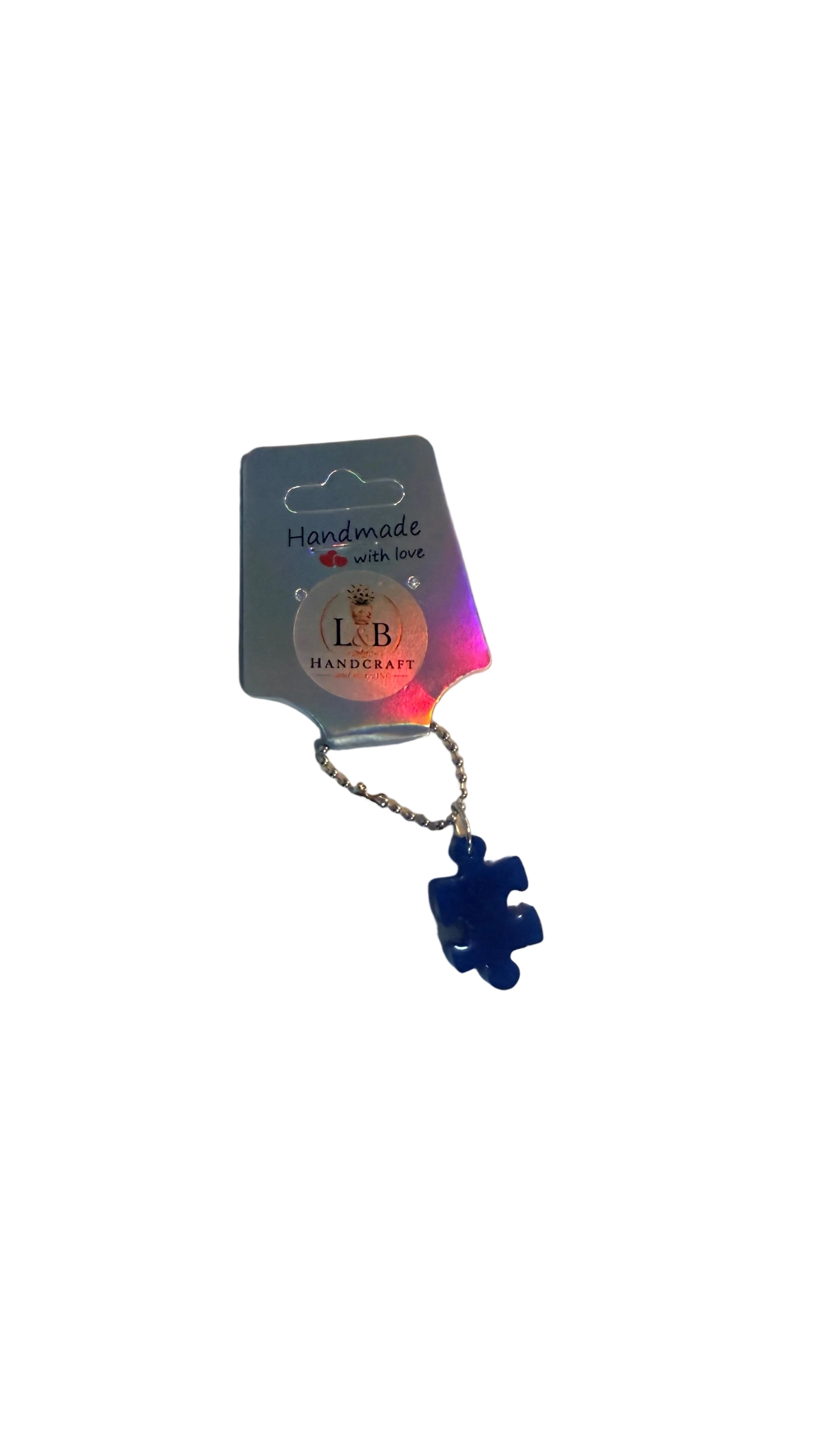 Small 1” Puzzle Pink Resin Keychain